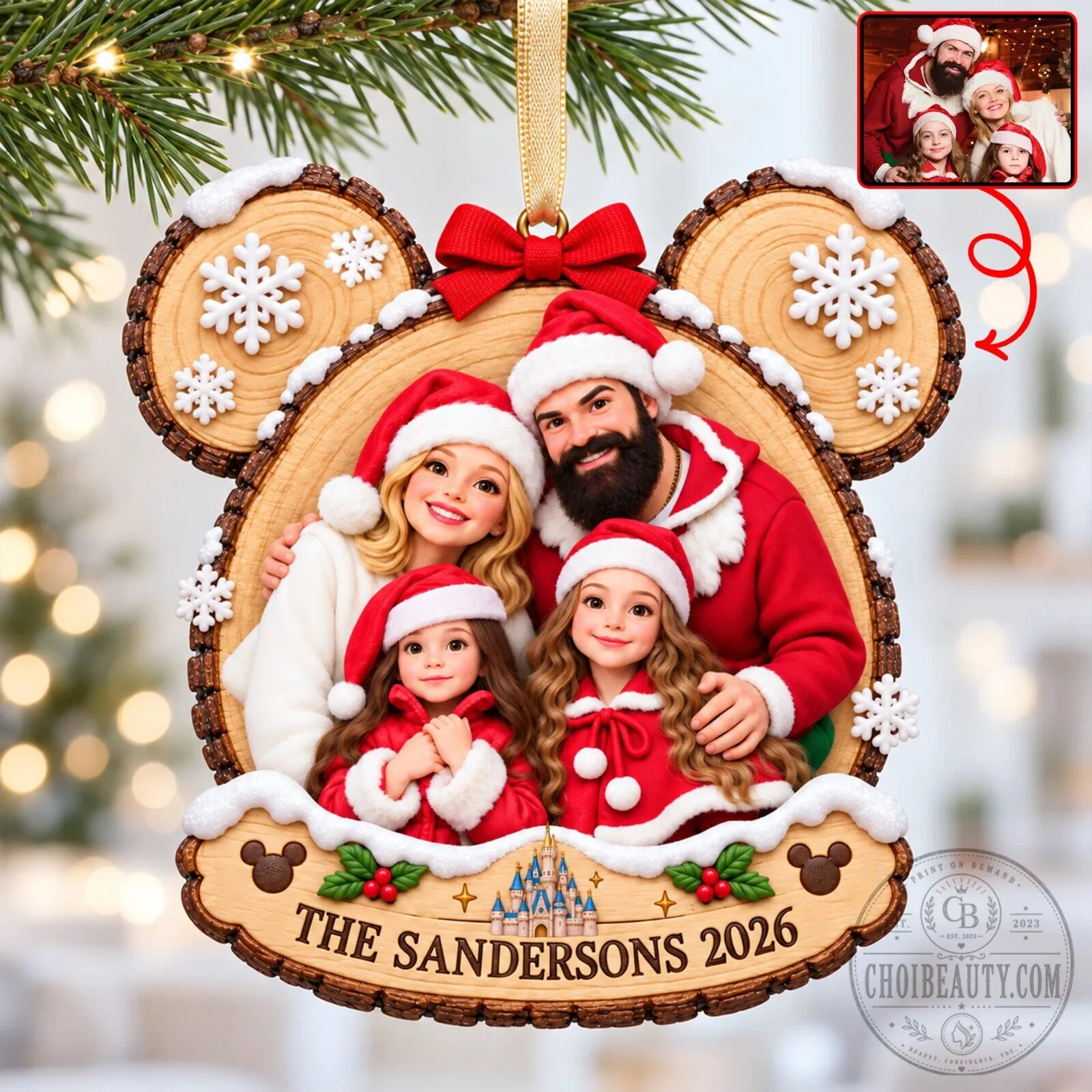 Personalized Family Christmas Ornament with Custom Photo and Name, Holiday Decor 10 Personalized Family Christmas Ornament with Custom Photo and Name, Holiday Decor