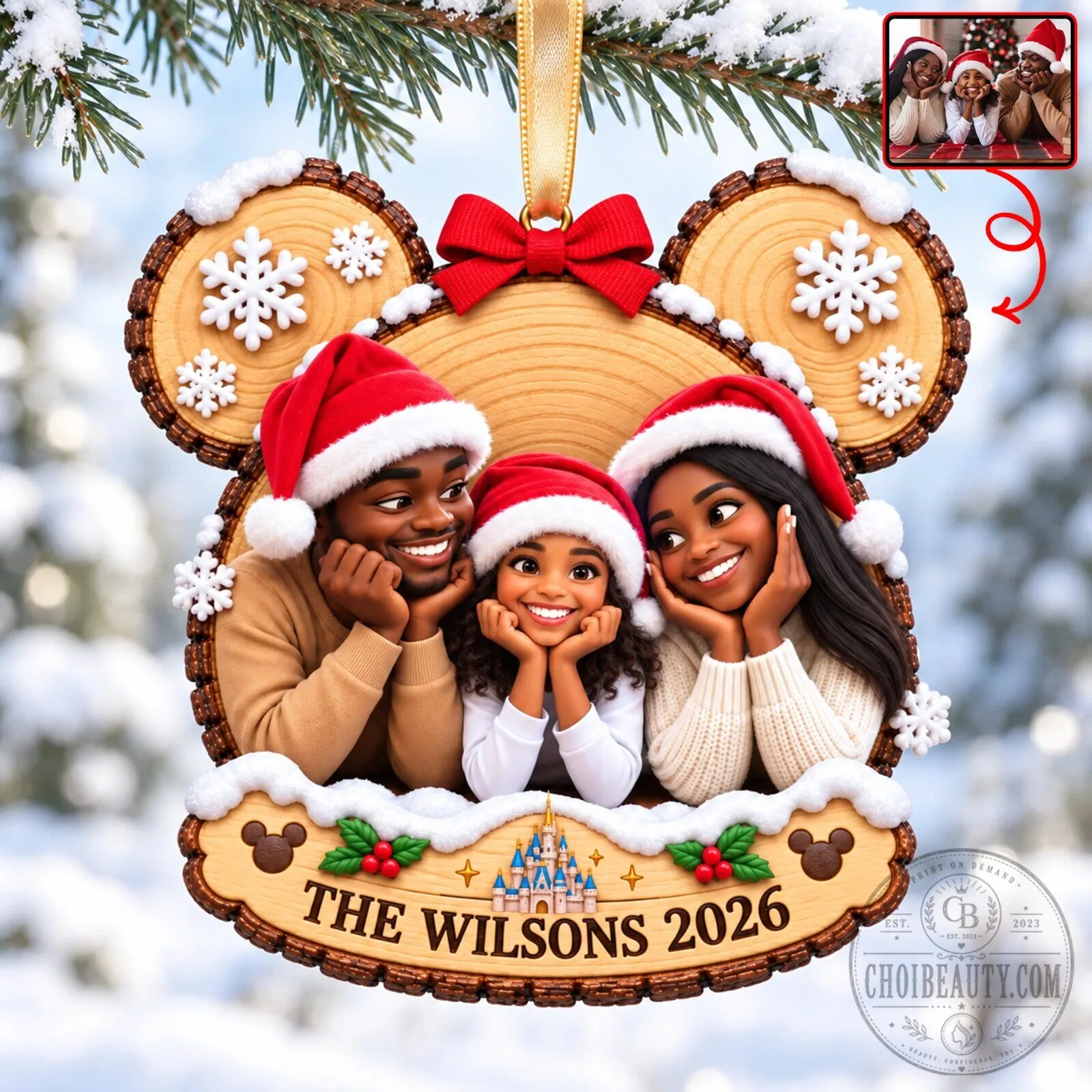 Personalized Family Christmas Ornament with Custom Photo and Name, Holiday Decor 11 Personalized Family Christmas Ornament with Custom Photo and Name, Holiday Decor