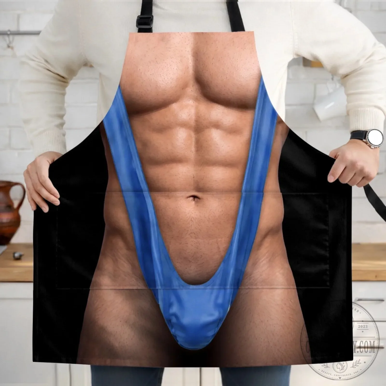 Funny Muscle Body Illusion King of the Grill Barbecue Apron with Pocket 9 Funny Muscle Body Illusion King of the Grill Barbecue Apron with Pocket