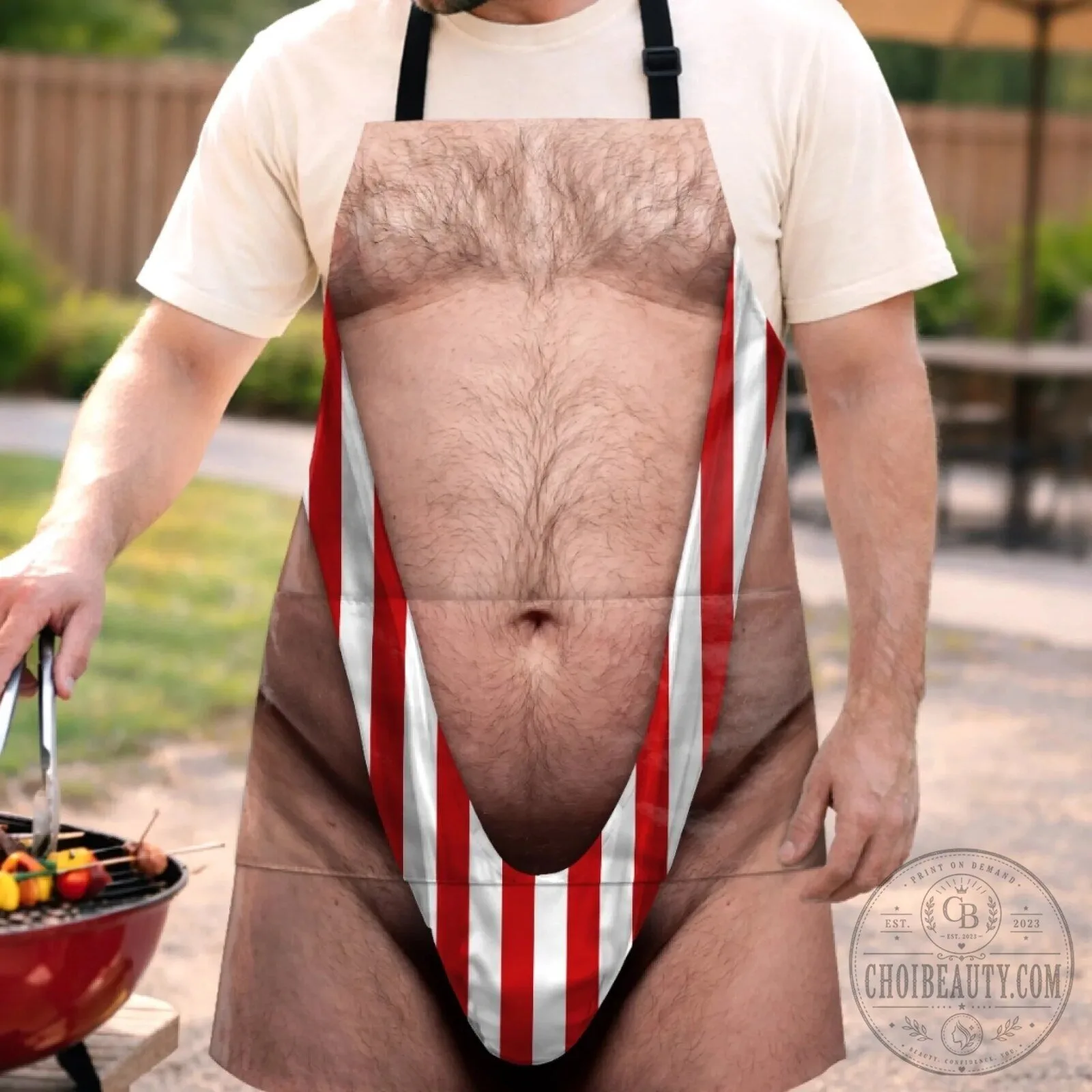 Funny Muscle Body Illusion King of the Grill Barbecue Apron with Pocket 11 Funny Muscle Body Illusion King of the Grill Barbecue Apron with Pocket