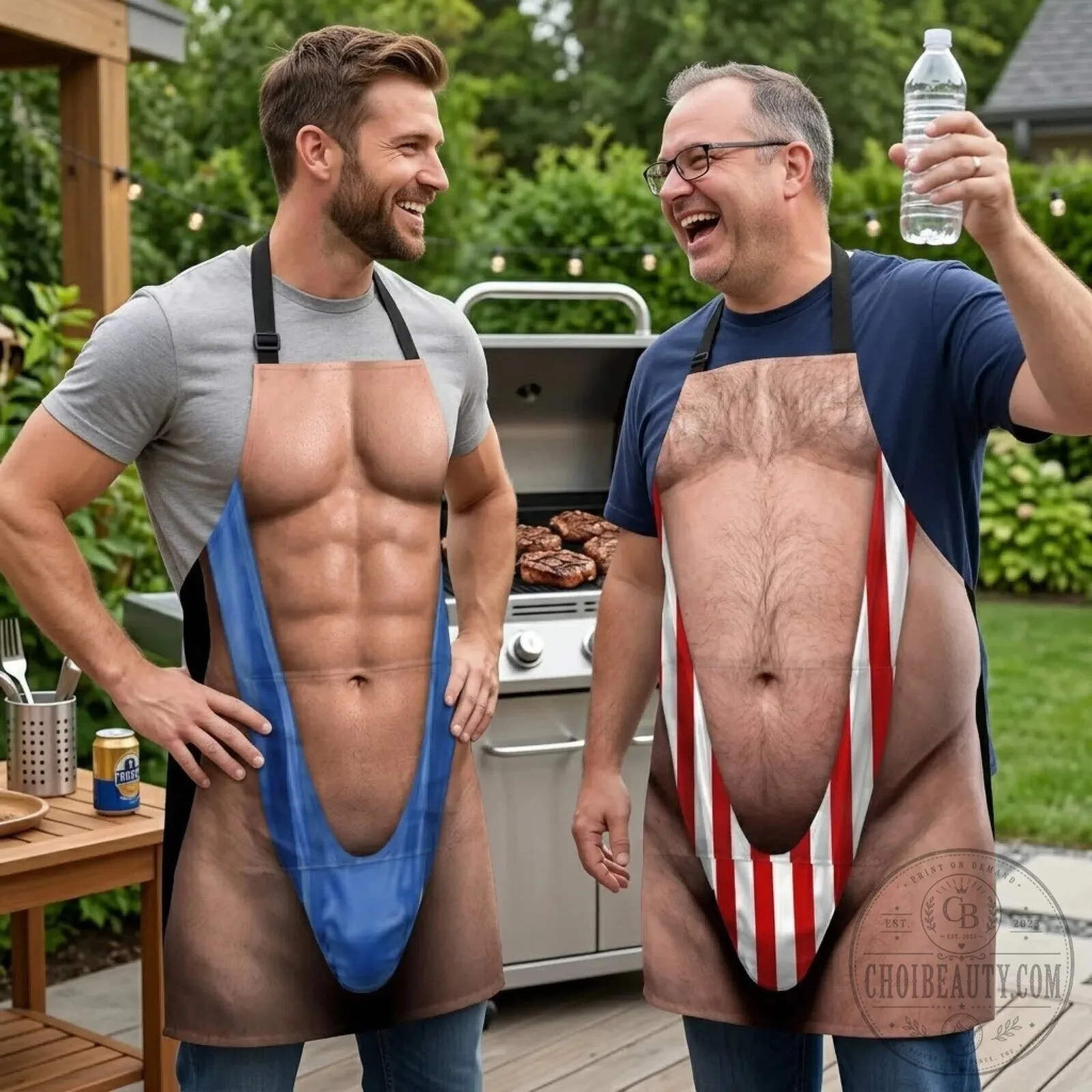 Funny Muscle Body Illusion King of the Grill Barbecue Apron with Pocket 13 Funny Muscle Body Illusion King of the Grill Barbecue Apron with Pocket