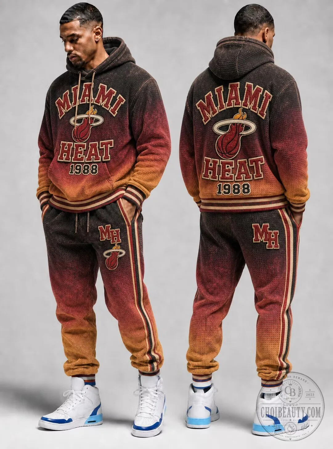 Miami Heat 1988 Vintage Distressed Gradient Basketball Hoodie