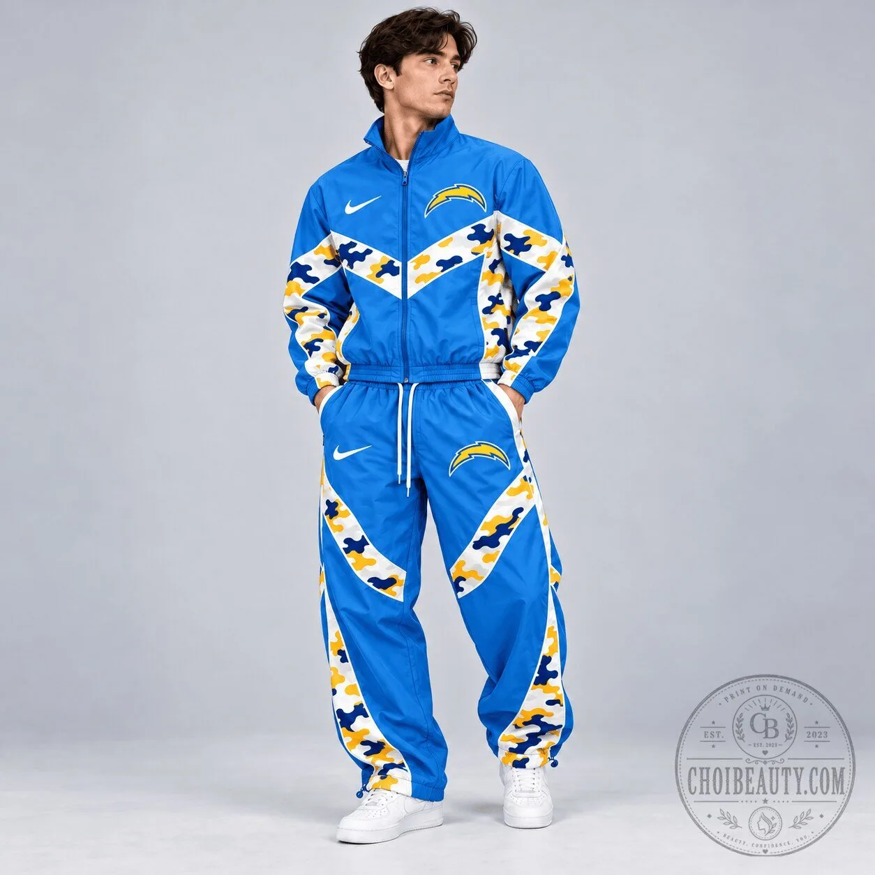 Los Angeles Chargers Nike Blue Camouflage Pattern Full Zip Tracksuit Jacket