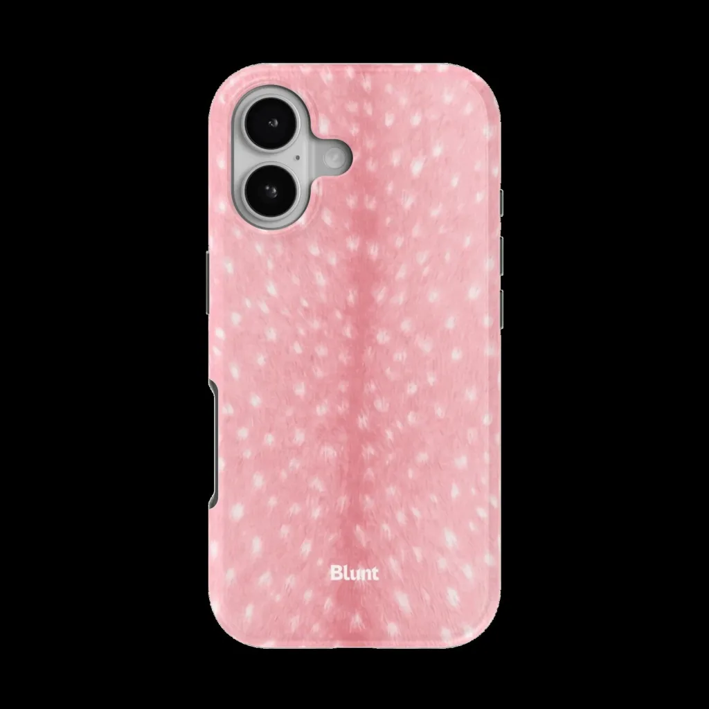 Pink Fawn Deer Print iPhone Case with White Spots and Faux Fur Texture Pink Fawn Deer Print iPhone Case with White Spots and Faux Fur Texture