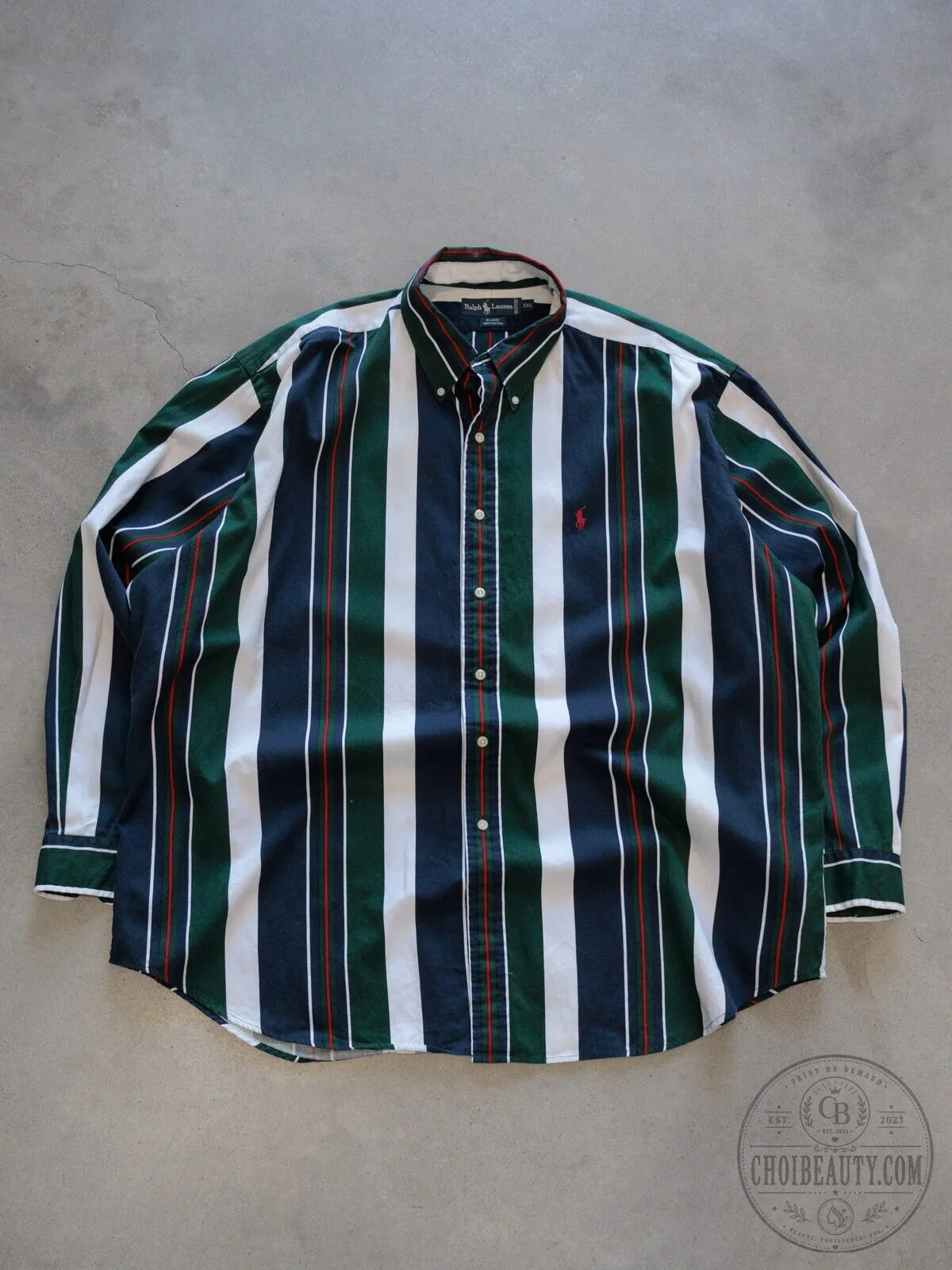 Vintage 90s Multicolor Striped Ralph Lauren Long Sleeve Button-Up Shirt