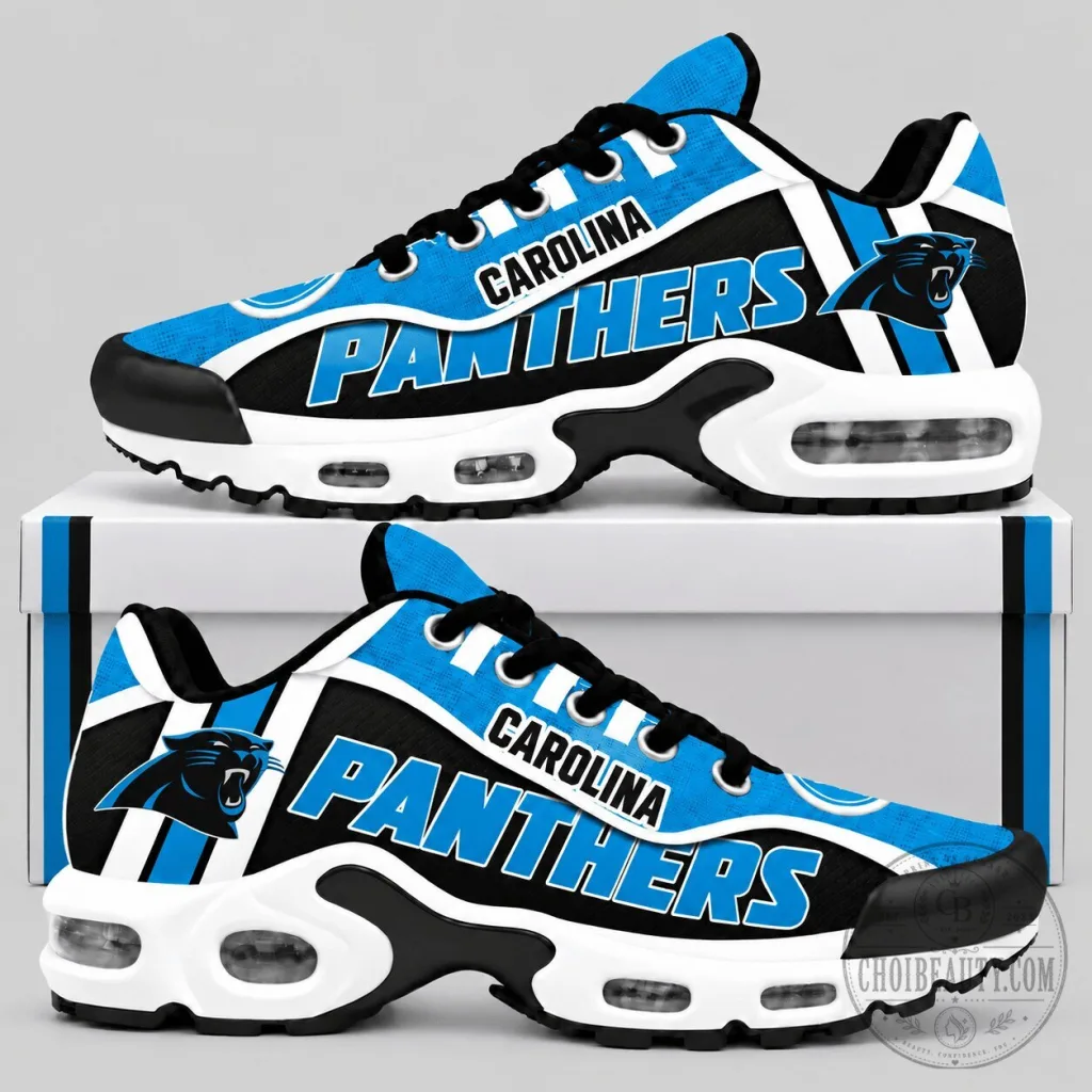 Carolina Panthers NFL Bold Wordmark Air Cushion Sneakers Shoes Carolina Panthers NFL Bold Wordmark Air Cushion Sneakers Shoes